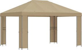 vidaXL Κιόσκι 4 x 3 μ Μπεζ Πολυεστέρας και Χάλυβας 190 gsm