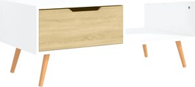vidaXL Τραπεζάκι Σαλονιού Λευκό/Sonoma Δρυς 100x49,5x43 εκ Μοριοσανίδα