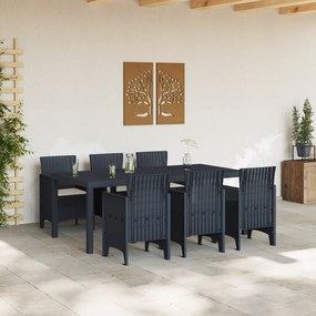vidaXL Σετ Τραπεζαρίας Κήπου 7 Τεμαχίων Με Μαξιλάρια Ανθρακί Πολυ Ρατάν