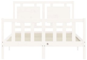 vidaXL Πλαίσιο Κρεβατιού με Κεφαλάρι Λευκό 140x190 εκ. Μασίφ Ξύλο