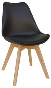 Καρέκλα Τραπεζαρίας Logan Plus 10.0015.S (Σετ 4τμχ) 58Χ49Χ82cm Black Wood, Polypropylene, Technoderma