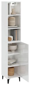 vidaXL Ντουλάπι Γυαλ. Λευκό 34,5 x 34 x 180 εκ. από Επεξεργασμένο Ξύλο