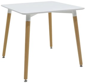 Τραπέζι Natali pakoworld MDF λευκό-πόδια φυσικό 80x80x76εκ