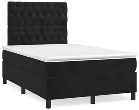 Κρεβάτι Boxspring με Στρώμα Μαύρο 120x190 εκ. Βελούδινο - Μαύρο