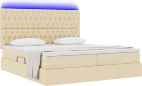 vidaXL LED Κρεβάτι αποθήκευσης με στρώμα Κρέμ 180 x 200 cm Ύφασμα