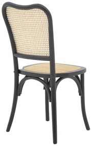 Καρέκλα στοιβαζόμενη Zozele φυσικό rattan pe-μαύρο toon wood 45x51x88εκ
