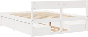 vidaXL Σκελετός Κρεβ. Χωρίς Στρώμα Λευκό 150x200 εκ Μασίφ Πεύκο
