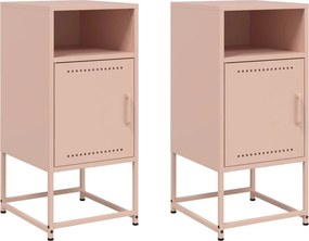 vidaXL Κομοδίνα 2 τεμ. Ροζ 36x39x78 εκ. από Χάλυβα