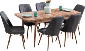 Extendable Dining Table &amp; Chairs Set (7 Pieces) Lidyana - Anthracite Anthracite