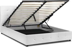 Κρεβάτι Iro Megapap από τεχνόδερμα με αποθηκευτικό χώρο χρώμα λευκό 160x200εκ.