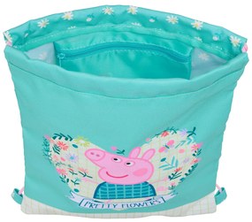 Σχολική Τσάντα με Σχοινιά Peppa Pig Pretty flowers Κίτρινο Μέντα 26 x 34 x 1 cm