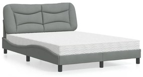 Κρεβάτι με Στρώμα Ανοιχτό Γκρι 120x200 εκ. Υφασμάτινο