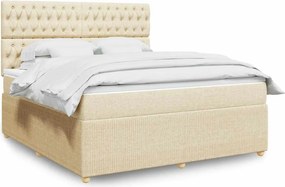 vidaXL Κρεβάτι Boxspring με Στρώμα Κρεμ 180x200 εκ. Υφασμάτινο