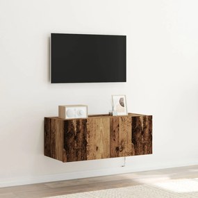 Ντουλάπι τοίχου TV με φώτα LED παλιού ξύλου 80x35x31 εκ.