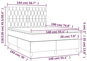 ΚΡΕΒΑΤΙ BOXSPRING ΜΕ ΣΤΡΩΜΑ ΣΚΟΥΡΟ ΓΚΡΙ 140X190 ΕΚ. ΥΦΑΣΜΑΤΙΝΟ 3142010