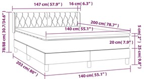 vidaXL Κρεβάτι Boxspring με Στρώμα Σκούρο Γκρι 140x200 εκ Υφασμάτινο