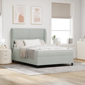 vidaXL Κρεβάτι Box Spring με Στρώμα Ανοιχτό Γκρι 140x200 εκ. Βελούδο