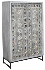 Ντουλάπι DKD Home Decor Γκρι Λευκό Ξύλο από Μάνγκο (90 x 38 x 150 cm)