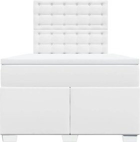 vidaXL Κρεβάτι Boxspring με Στρώμα Λευκό 120x190εκ.από Συνθετικό Δέρμα