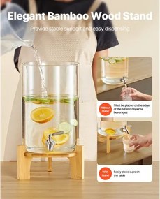VEVOR Drink Dispenser 8L Beverage Dispenser for Parties Glass with Stand