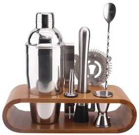 Σετ Σερβιρίσματος Κοκτέιλ Cook Concept απο Ανοξείδωτο Ατσάλι με Ξύλινη Βάση απο Μπαμπού - 8 τεμάχια