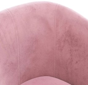 Πολυθρόνα Μπάρελ με Υποπόδιο Ροζ Βελούδινη - Ροζ