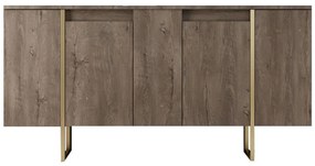 Μπουφές Luxe 618BLY1180 160x35x80cm Walnut-Gold Melamine, Metal
