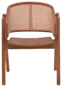 Καρέκλα - Πολυθρόνα Anlene σκελετός teak ξύλο σε καρυδί απόχρωση με rattan σε μπεζ απόχρωση 62x54x82εκ 62x54x82 εκ.