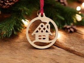 Intra απο ξύλο plywood 3mm-4mm πάχος – Σπίτι Χριστουγεννιάτικο Δέντρο Μπιχλιμπίδι 35x40 cm INTRAVECTRY-MY543132