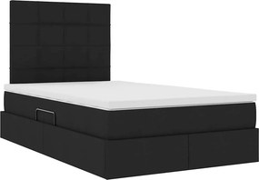 vidaXL LED Κρεβάτι αποθήκευσης με στρώμα Μαύρο 120 x 200 cm Ύφασμα