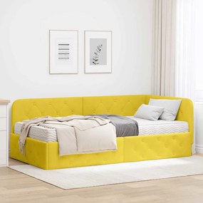 vidaXL Κρεβάτι Γωνίας Κίτρινο 90 x 190 cm Βελούδο