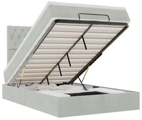 vidaXL Οθωμανικό κρεβάτι με στρώματα & LEDs Ανοιχτό γκρι Βελούδο