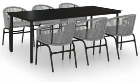 vidaXL Σετ Τραπεζαρίας Κήπου 7 Τεμαχίων Γκρι