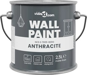 vidaXL Βαφή τοίχου Γκρι 2,5 L Εκτύπωση τοίχου