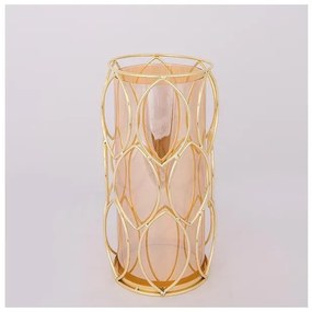 Κηροπήγιο Με Μελί Γυαλί Μεταλλικό Χρυσό 1 Θεση13.5x28cm 752-24030 Estheti-752-24030-Μελί 752-24030