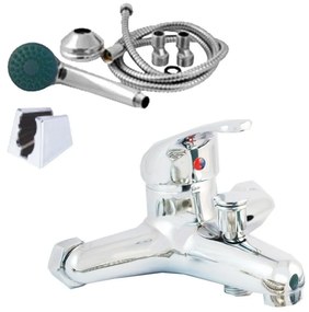 Minardi KH2006-3 Σετ Μπαταρία Μπάνιου με σπιράλ, τηλέφωνο ντουζ & βάση Ασημί