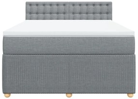 vidaXL Κρεβάτι Boxspring με Στρώμα Ανοιχτό Γκρι 140x200 εκ. Υφασμάτινο