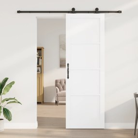 vidaXL Συρόμενη Πόρτα με Σετ Εξαρτημάτων 'ORKDAL' Λευκή Μασίφ Ξύλο Πεύκου