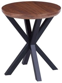 Τραπεζάκι Βοηθητικό Στρογγυλό HM9473.02 Φ50x55cm Με Μαύρη Μεταλλική Βάση Mdf Walnut Metal,Wood