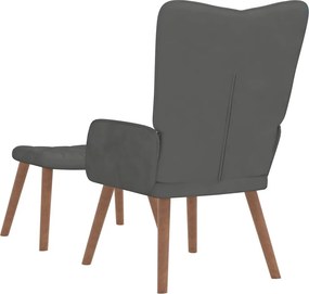 vidaXL Πολυθρόνα Relax Σκούρο Γκρι Βελούδινη με Σκαμπό