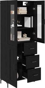 vidaXL Highboard με συρτάρι 2 pcs Μαύρη Οξυά Επεξεργασμένο ξύλο