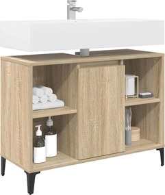 vidaXL Ντουλάπι νιπτήρα με ράφι με πόρτα Δρύς Sonoma 80 x 33 x 60 εκ