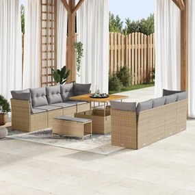 vidaXL Σετ Καναπέ Κήπου 11 pcs Μπεζ συνθετικό ρατάν