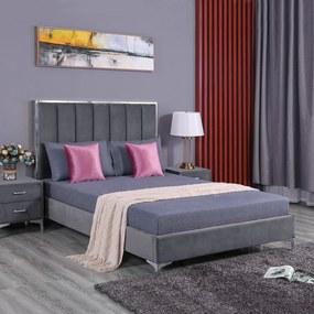 Intrahome ΚΡΕΒΑΤΙ CASABLANCRUSTENBURG ΥΠΕΡΔΙΠΛΟ ΓΙΑ ΣΤΡΩΜΑ 160x200εκ. ΜΕ ΥΦΑΣΜΑ ΒΕΛΟΥΔΟ ΣΑΠΙΟ ΜΗΛΟ .02 intraho-1610678