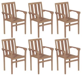 vidaXL Καρέκλες Κήπου Στοιβαζόμενες 6 τεμ. από Μασίφ Ξύλο Teak