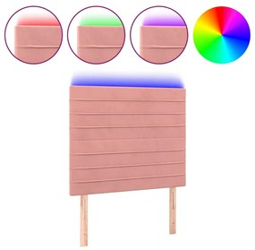 Κεφαλάρι Κρεβατιού LED Ροζ 100x5x118/128 εκ. Βελούδινο 3122611