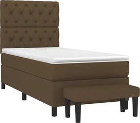 vidaXL Κρεβάτι Boxspring με Στρώμα Σκούρο Καφέ 80x200 εκ. Υφασμάτινο