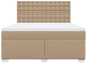 vidaXL Κρεβάτι Boxspring με Στρώμα Καπουτσίνο 180x200 εκ. Συνθ. Δέρμα