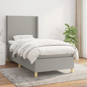 vidaXL Κρεβάτι Boxspring με Στρώμα Ανοιχτό Γκρι 80x200 εκ. Υφασμάτινο