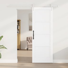vidaXL Συρόμενη Πόρτα  με Σετ Εξαρτημάτων Λευκή 73.5x198.5 εκ. Solid Ξύλο Πεύκου